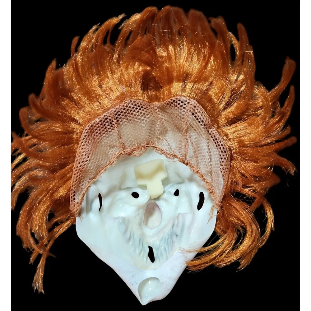 Scary‎ Clown Full Mask Halloween Costume Creepy Evil Red Eye Horror Cosplay Hair
